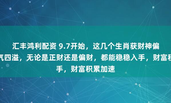 汇丰鸿利配资 9.7开始，这几个生肖获财神偏爱，财气四溢，无论是正财还是偏财，都能稳稳入手，财富积累加速