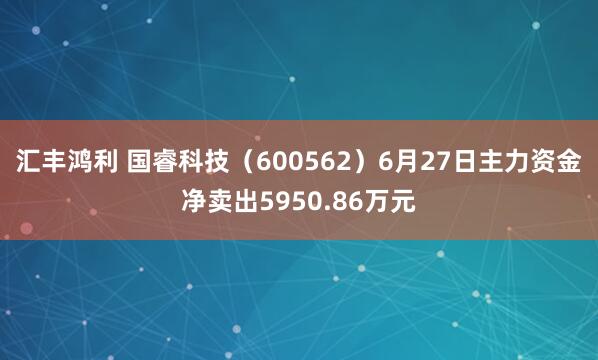 汇丰鸿利 国睿科技（600562）6月27日主力资金净卖出5950.86万元